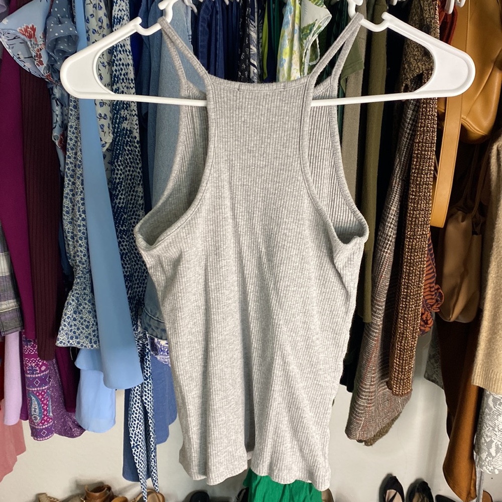 Gray Ribber Racerback Top | Size : S - Picture 3 of 3